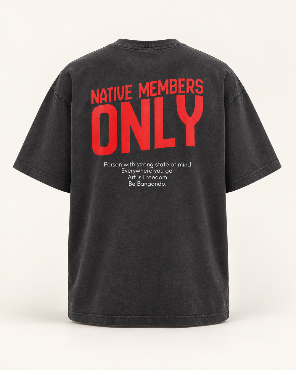 T-shirt oversize noir délavé Bangando Native Members Only - vue de dos