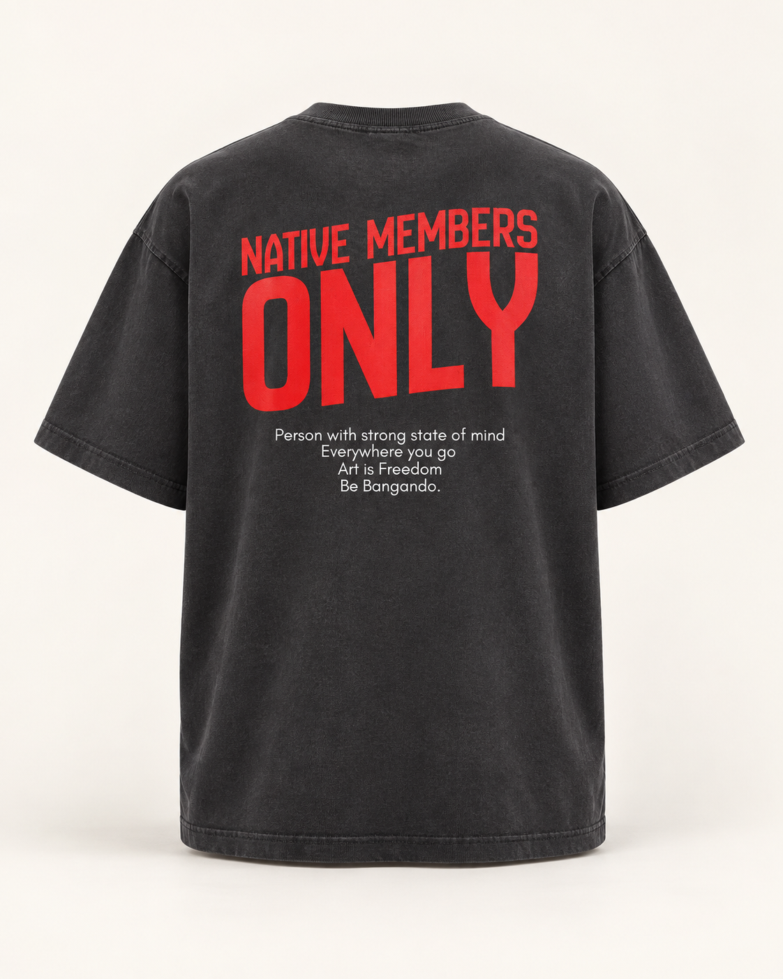 T-shirt oversize noir délavé Bangando Native Members Only - vue de dos